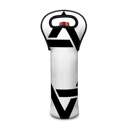 White And Black Star of David Print Single Neoprene Wine Tote
