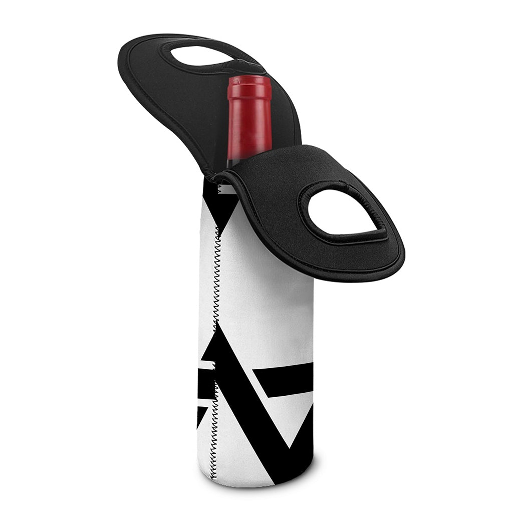 White And Black Star of David Print Single Neoprene Wine Tote