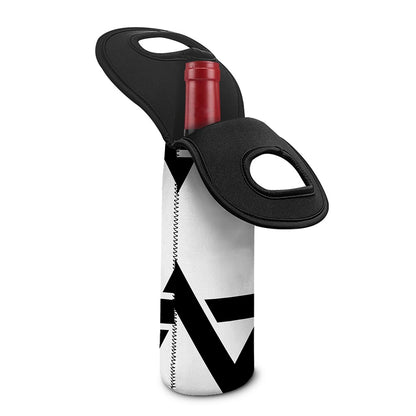 White And Black Star of David Print Single Neoprene Wine Tote