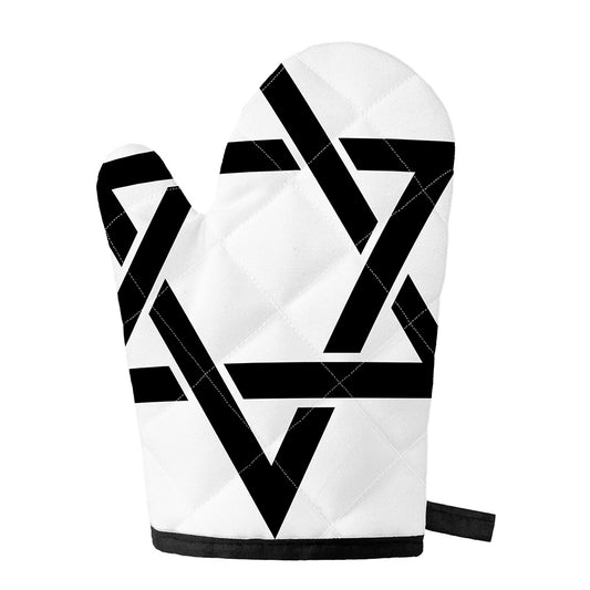 White And Black Star of David Print Single Oven Mitt
