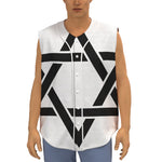 White And Black Star of David Print Sleeveless Baseball Jersey