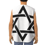 White And Black Star of David Print Sleeveless Baseball Jersey