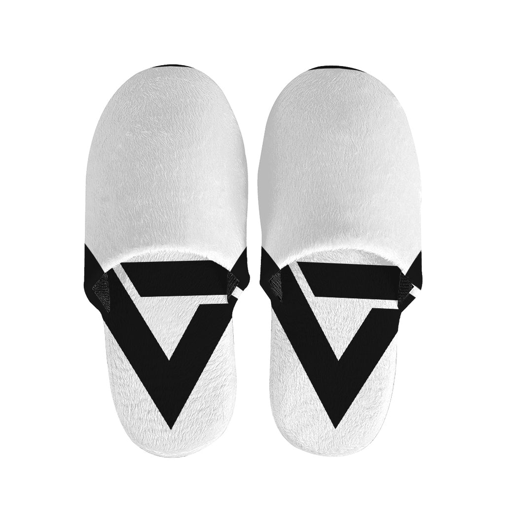 White And Black Star of David Print Slippers