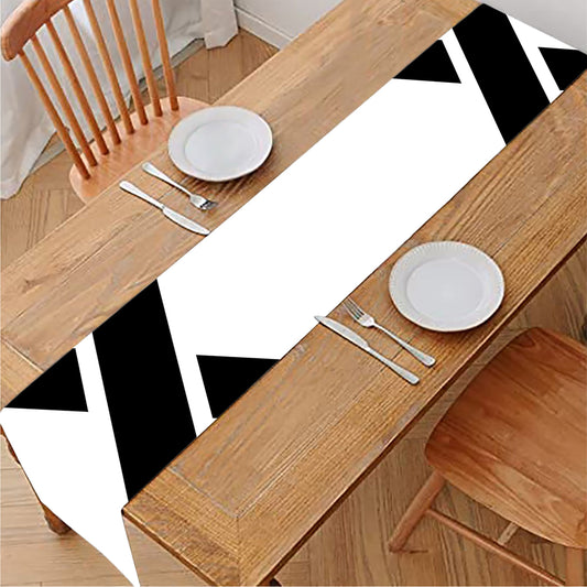 White And Black Star of David Print Table Runner