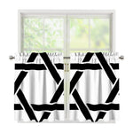 White And Black Star of David Print Tier Curtains