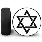 White And Black Star of David Print Tire Cover