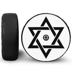 White And Black Star of David Print Tire Cover With Camera Hole