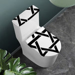 White And Black Star of David Print Toilet Lid And Tank Cover Set