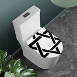 White And Black Star of David Print Toilet Lid Cover