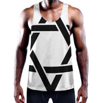 White And Black Star of David Print Training Tank Top