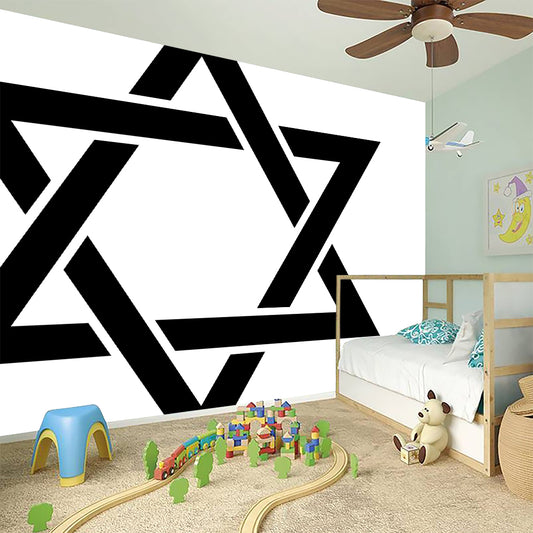 White And Black Star of David Print Wall Sticker