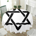 White And Black Star of David Print Waterproof Round Tablecloth