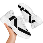 White And Black Star of David Print White Chunky Shoes