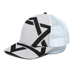 White And Black Star of David Print White Mesh Trucker Cap