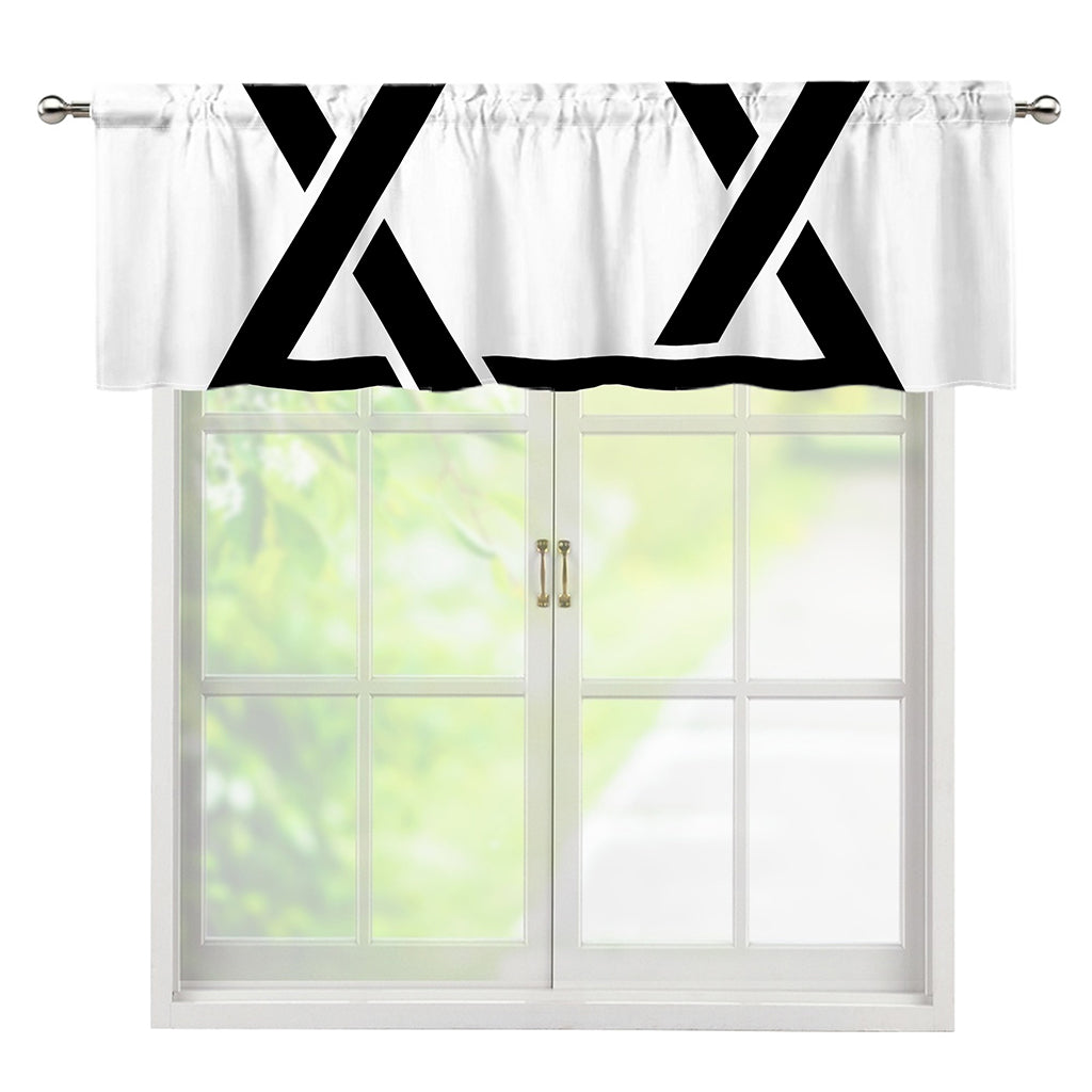 White And Black Star of David Print Window Valance