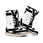 White And Black Star of David Print Winter Boots