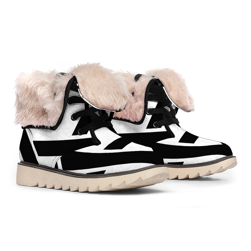 White And Black Star of David Print Winter Boots