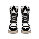 White And Black Star of David Print Winter Boots