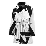 White And Black Star of David Print Women's Bathrobe