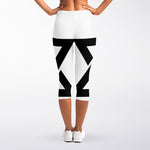 White And Black Star of David Print Women's Capri Leggings