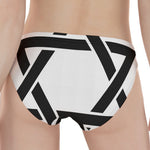 White And Black Star of David Print Women's Panties