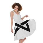 White And Black Star of David Print Women's Sleeveless Dress