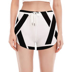 White And Black Star of David Print Women's Split Running Shorts