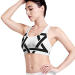 White And Black Star of David Print Women's Sports Bra
