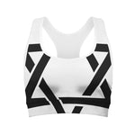 White And Black Star of David Print Women's Sports Bra