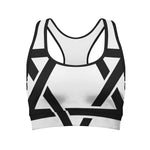 White And Black Star of David Print Women's Sports Bra