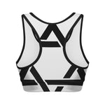 White And Black Star of David Print Women's Sports Bra