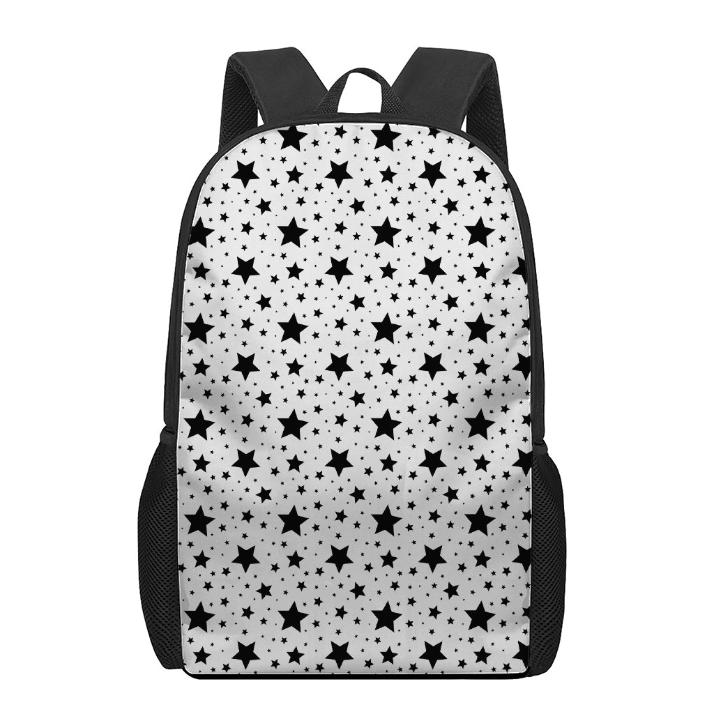 White And Black Star Pattern Print 17 Inch Backpack
