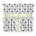 White And Black Star Pattern Print 3 Piece Kitchen Curtains