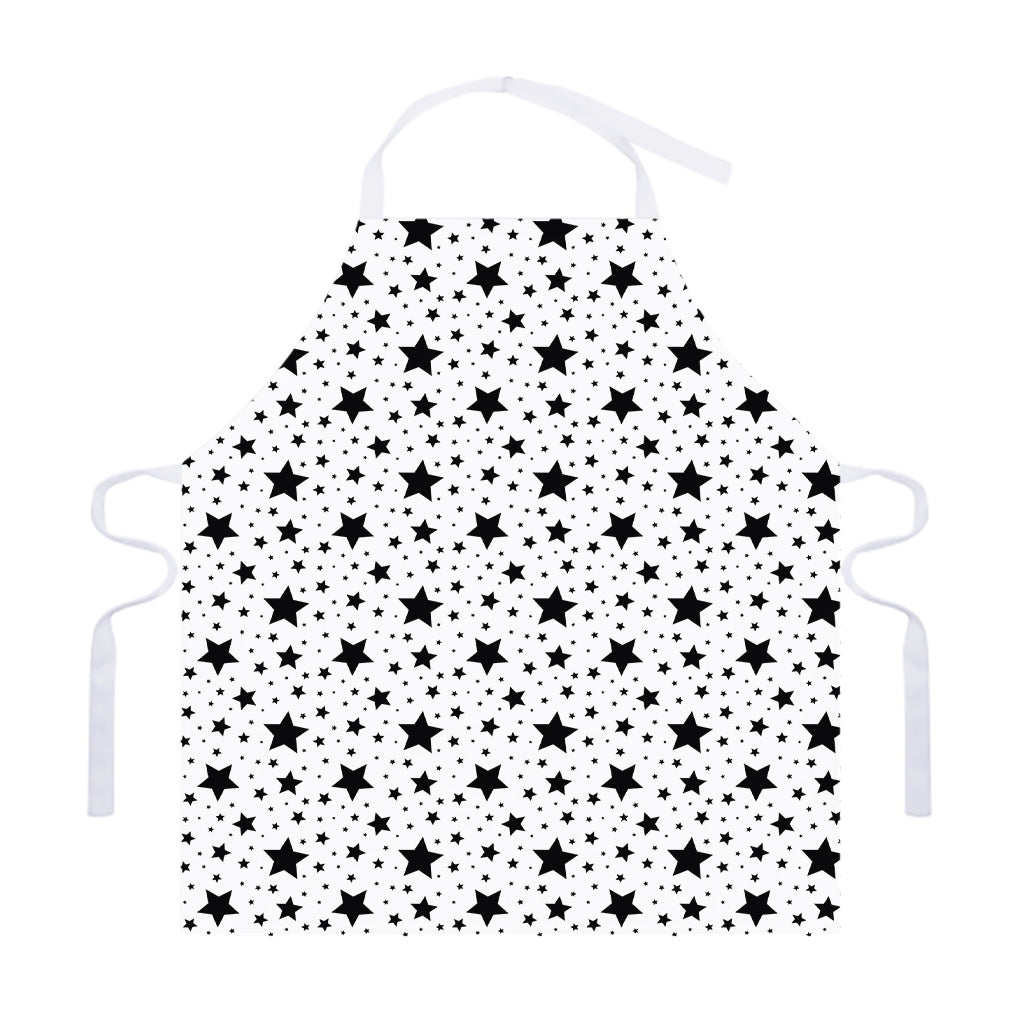 White And Black Star Pattern Print Adjustable Apron