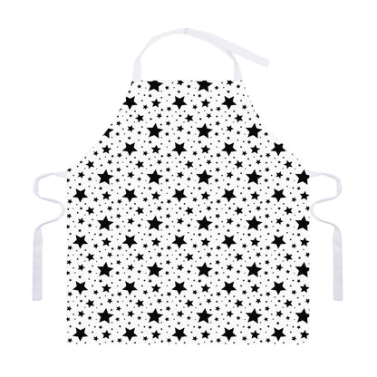 White And Black Star Pattern Print Adjustable Apron