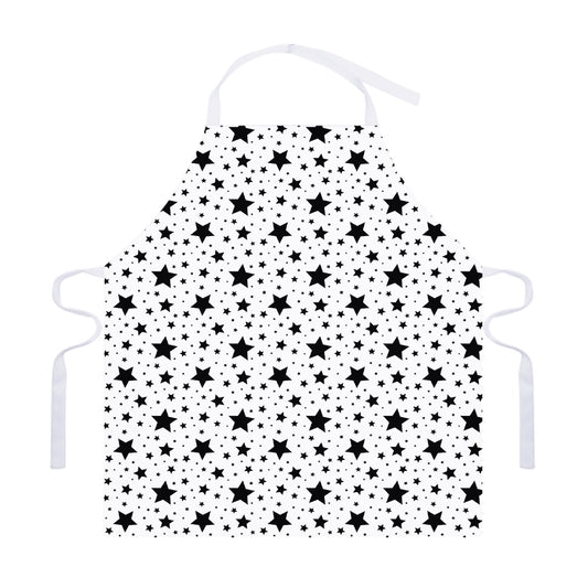 White And Black Star Pattern Print Adjustable Apron