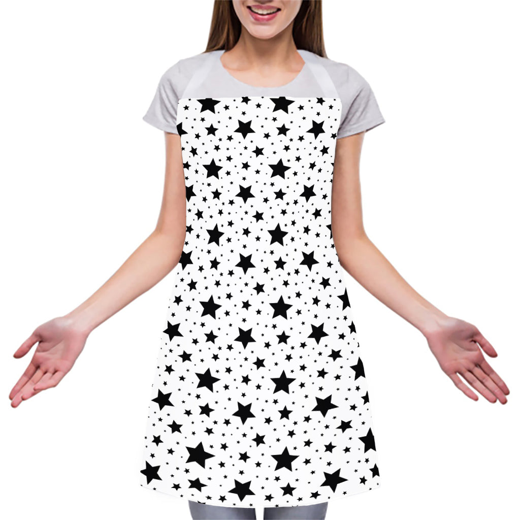 White And Black Star Pattern Print Adjustable Apron