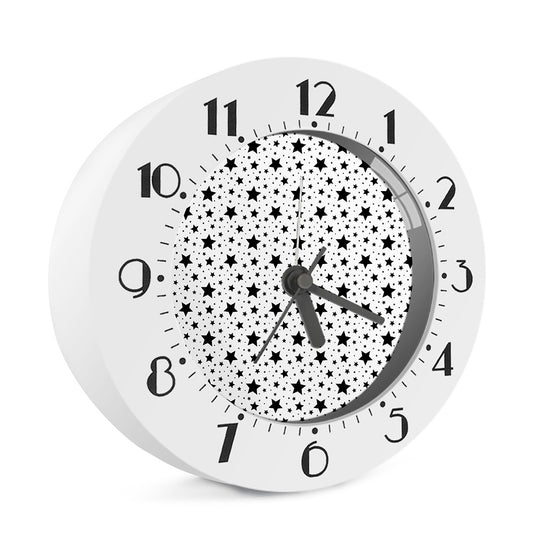White And Black Star Pattern Print Alarm Clock