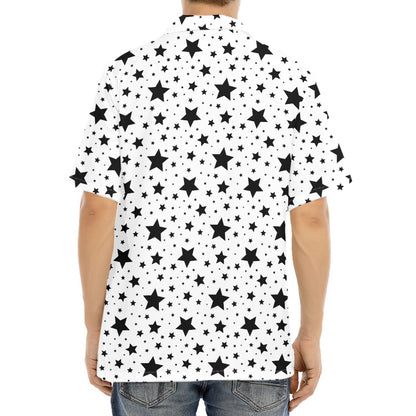 White And Black Star Pattern Print Aloha Shirt