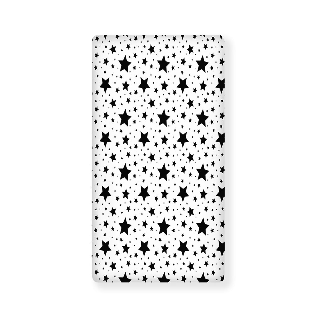 White And Black Star Pattern Print Baby Crib Sheet