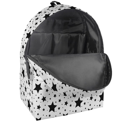 White And Black Star Pattern Print Backpack