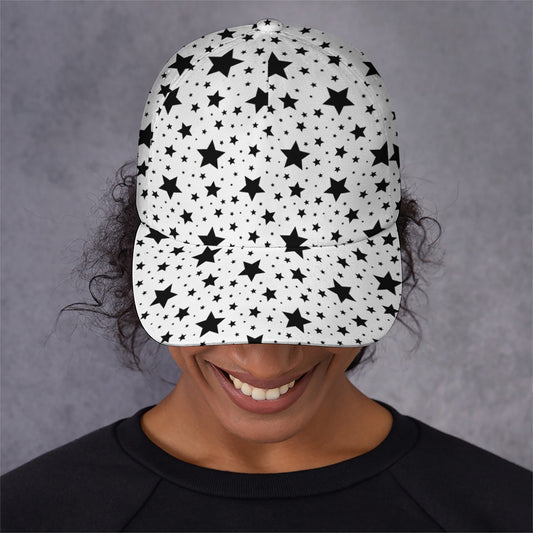 White And Black Star Pattern Print Baseball Cap