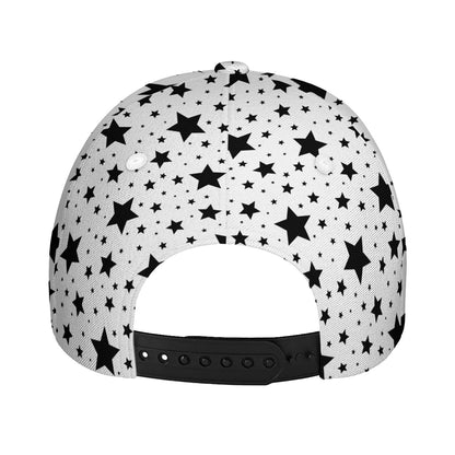 White And Black Star Pattern Print Baseball Cap