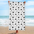 White And Black Star Pattern Print Beach Towel