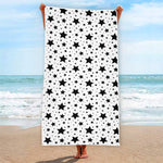 White And Black Star Pattern Print Beach Towel