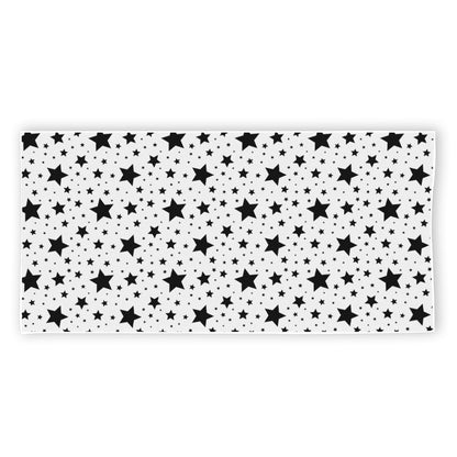 White And Black Star Pattern Print Beach Towel