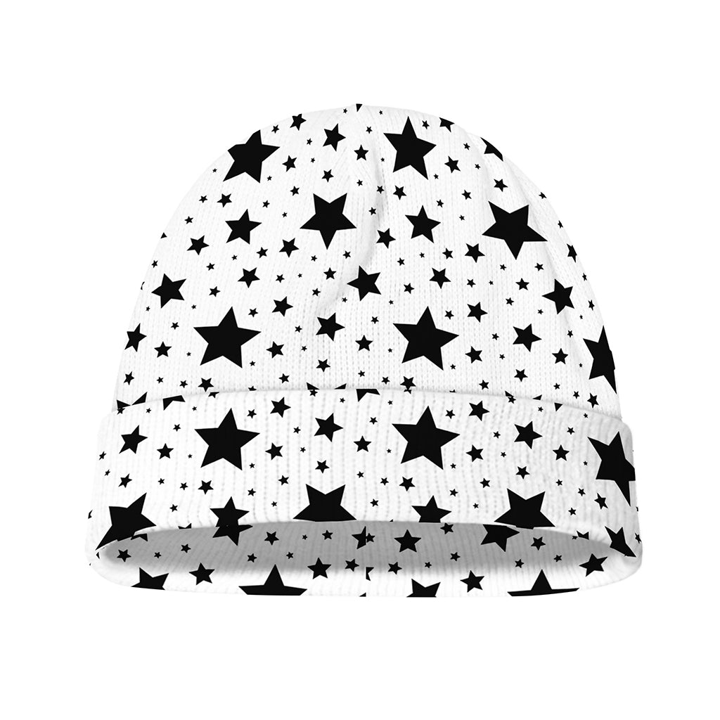 White And Black Star Pattern Print Beanie