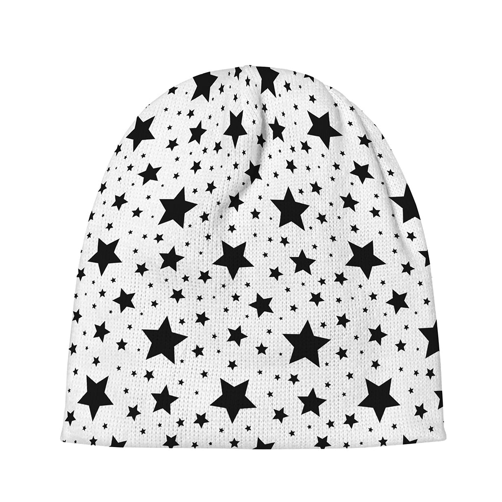 White And Black Star Pattern Print Beanie