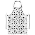 White And Black Star Pattern Print Bib Apron With Pocket