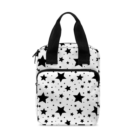 White And Black Star Pattern Print Bible Tote Bag